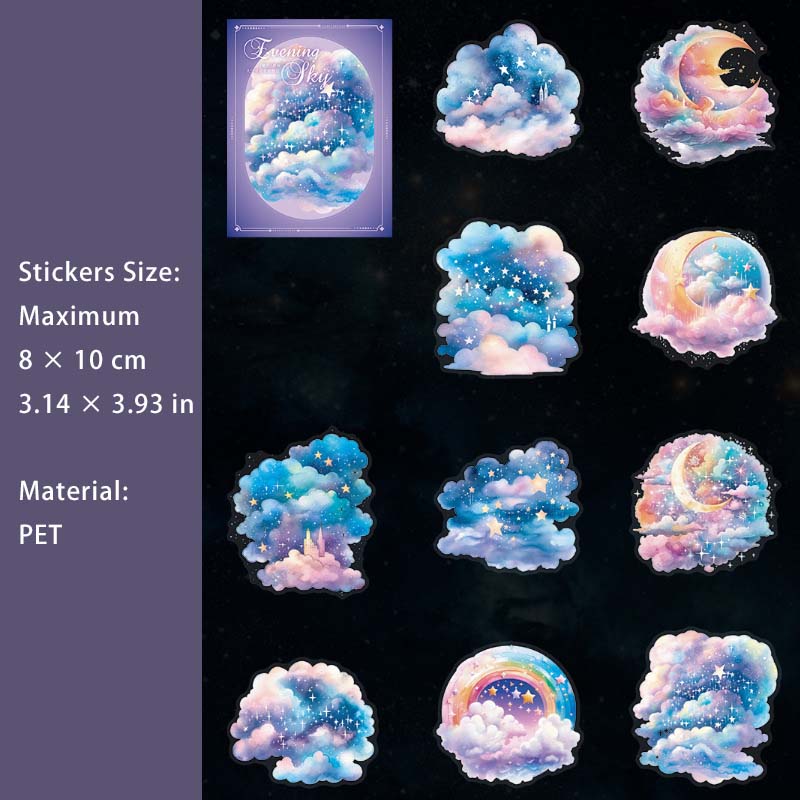 20 Pcs Fantasy Night Sky PET Stickers WKXl