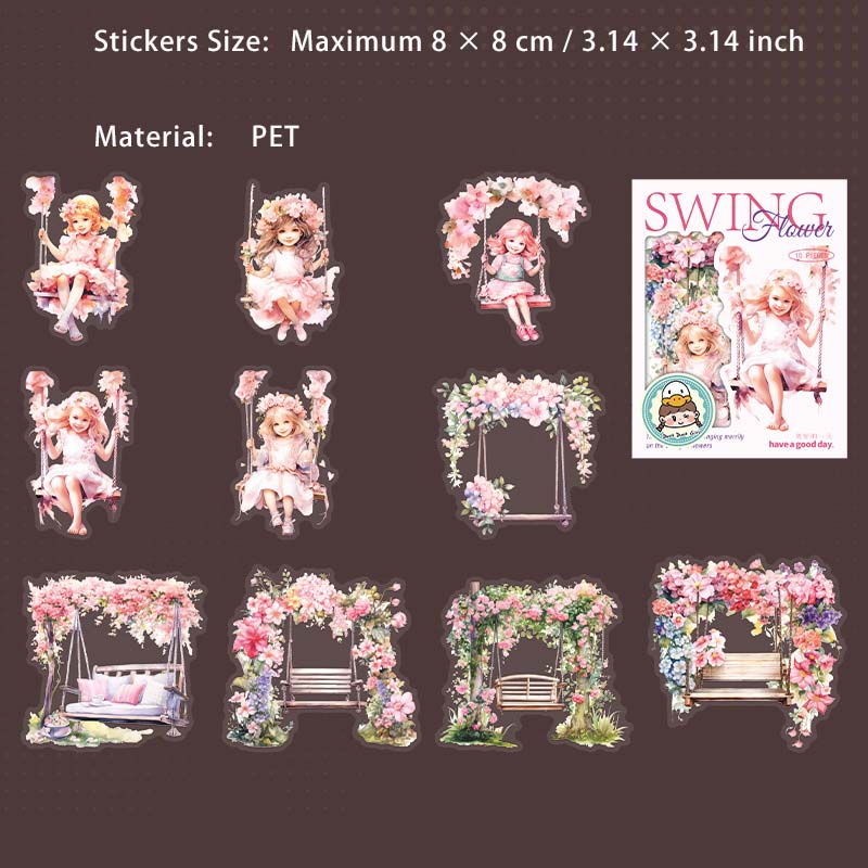 10 Pcs Swing Themed Journal Stickers HYQY