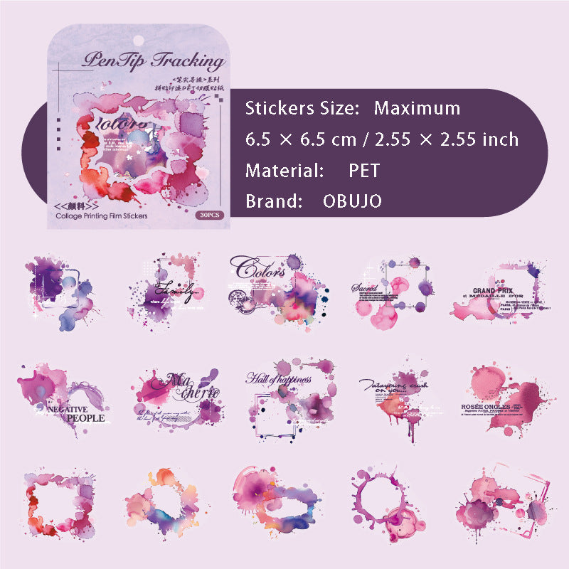 30 Pcs Paint Splash PET Stickers BJXJ