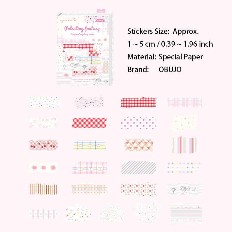 50 Pcs Gird Strip Themed Journal Stickers LSRJ