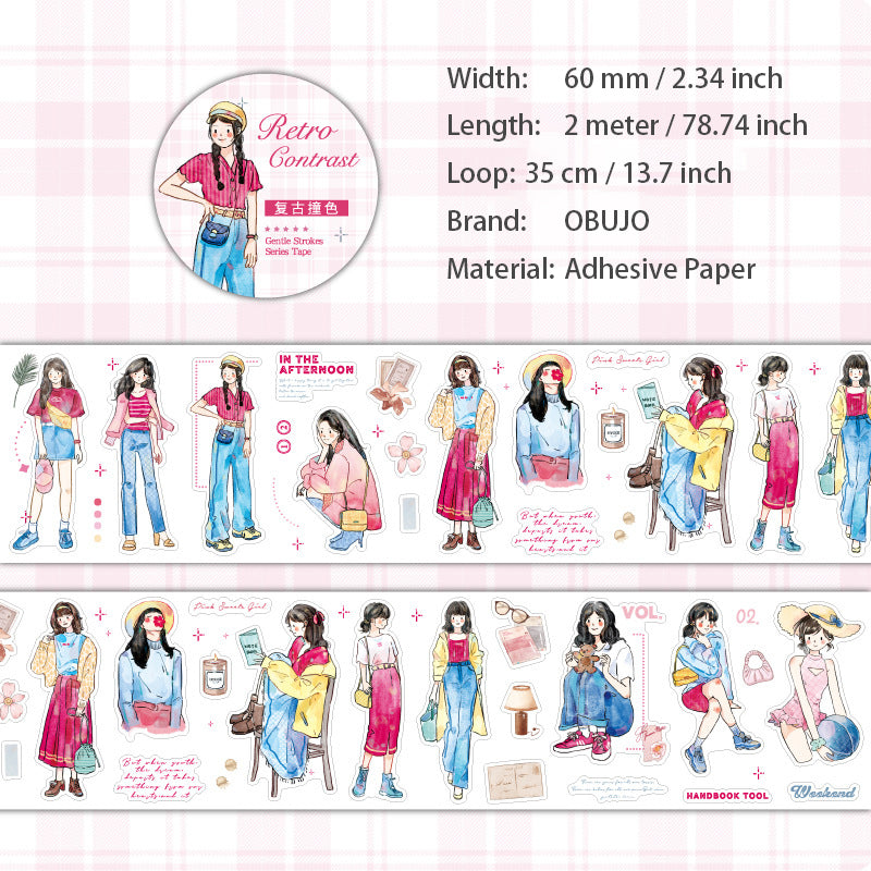 1 Roll Fashion Girl Stickers Tape WRBC
