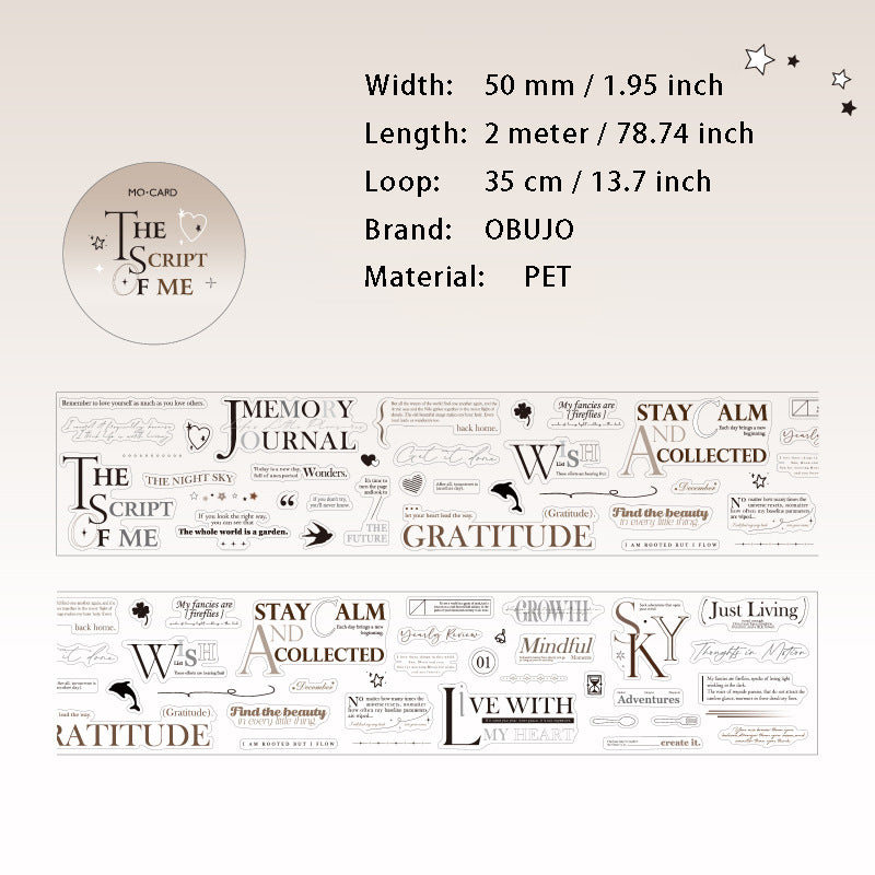 1 Roll Quote Words PET Stickers Tape LMXQ