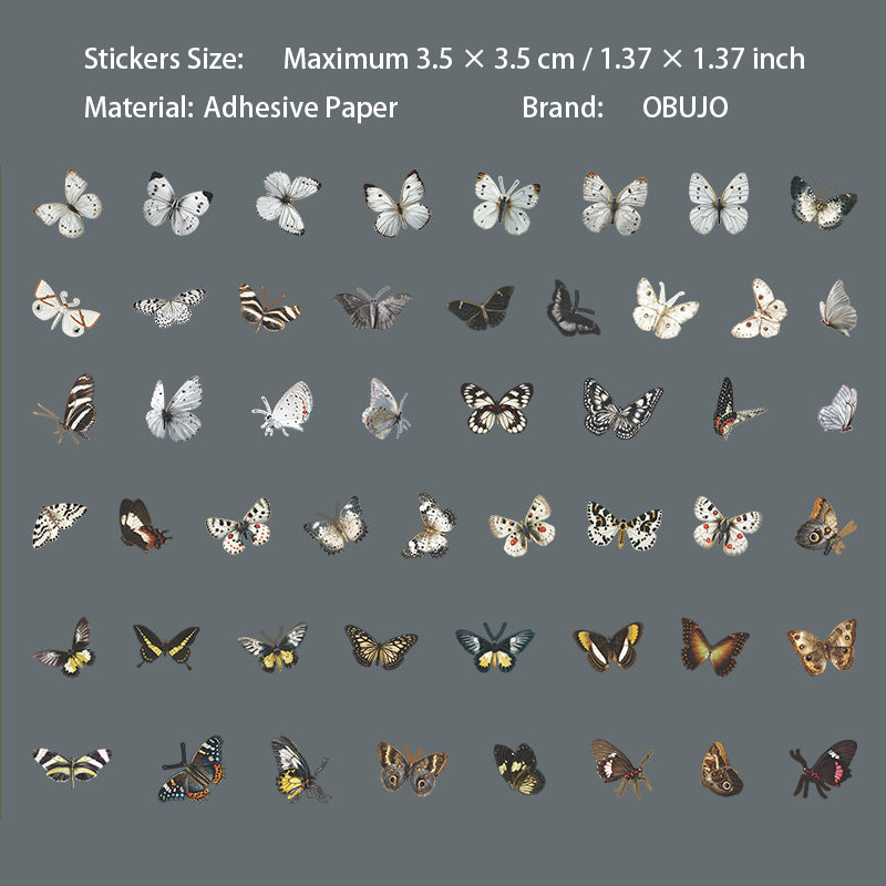 50 Pcs Vintage Butterfly Stickers PJZC
