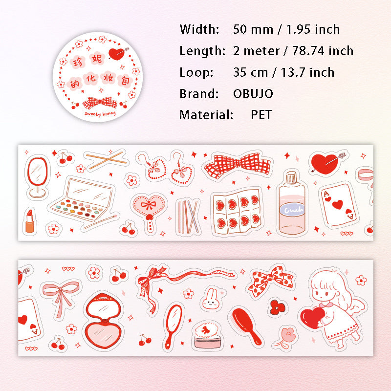1 Roll Dessert Flower Planner PET Stickers Tape XRTPZ