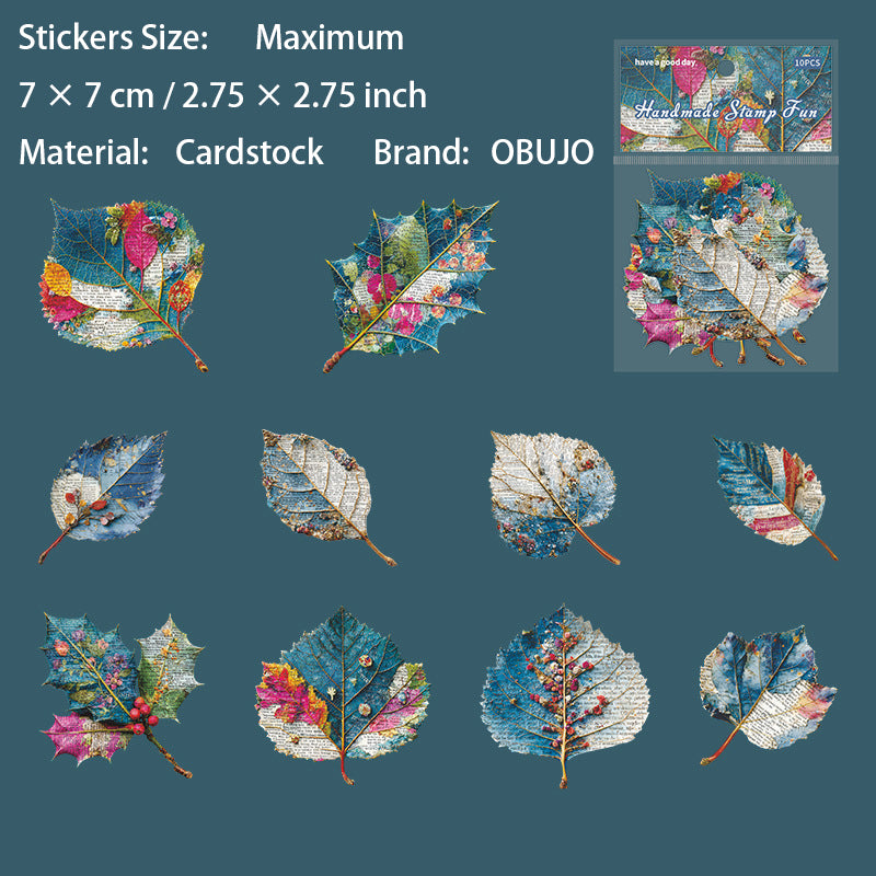 10 Pcs Natural Handmade Themed Stickers SZYQ
