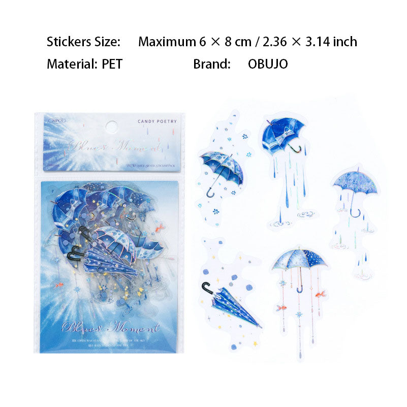 20 Pcs Umbrella Themed Stickers YJLX