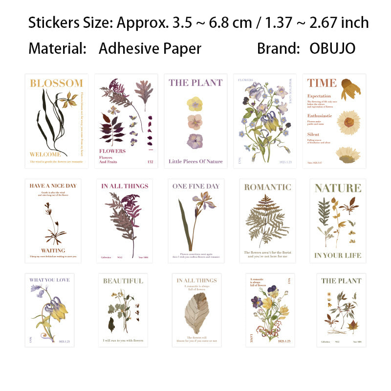 30 Pcs Botanical Art Themed Stickers ZWHX