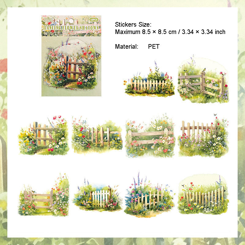 10 Pcs Garden Vine PET Stickers MMHY