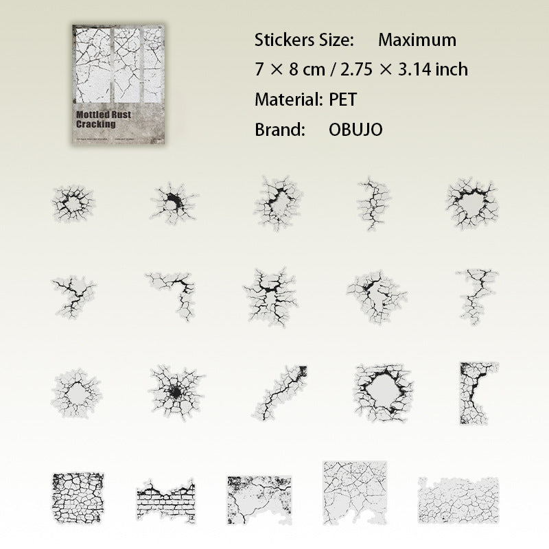 20 Pcs Cracked Old Traces PET Stickers BBXL
