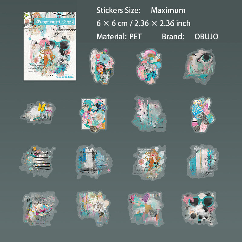 15 Pcs Vintage Collage PET Stickers LSRJ