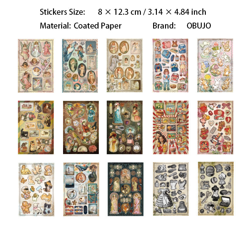 30 Sheets Vintage Journal Stickers Book JLYXY
