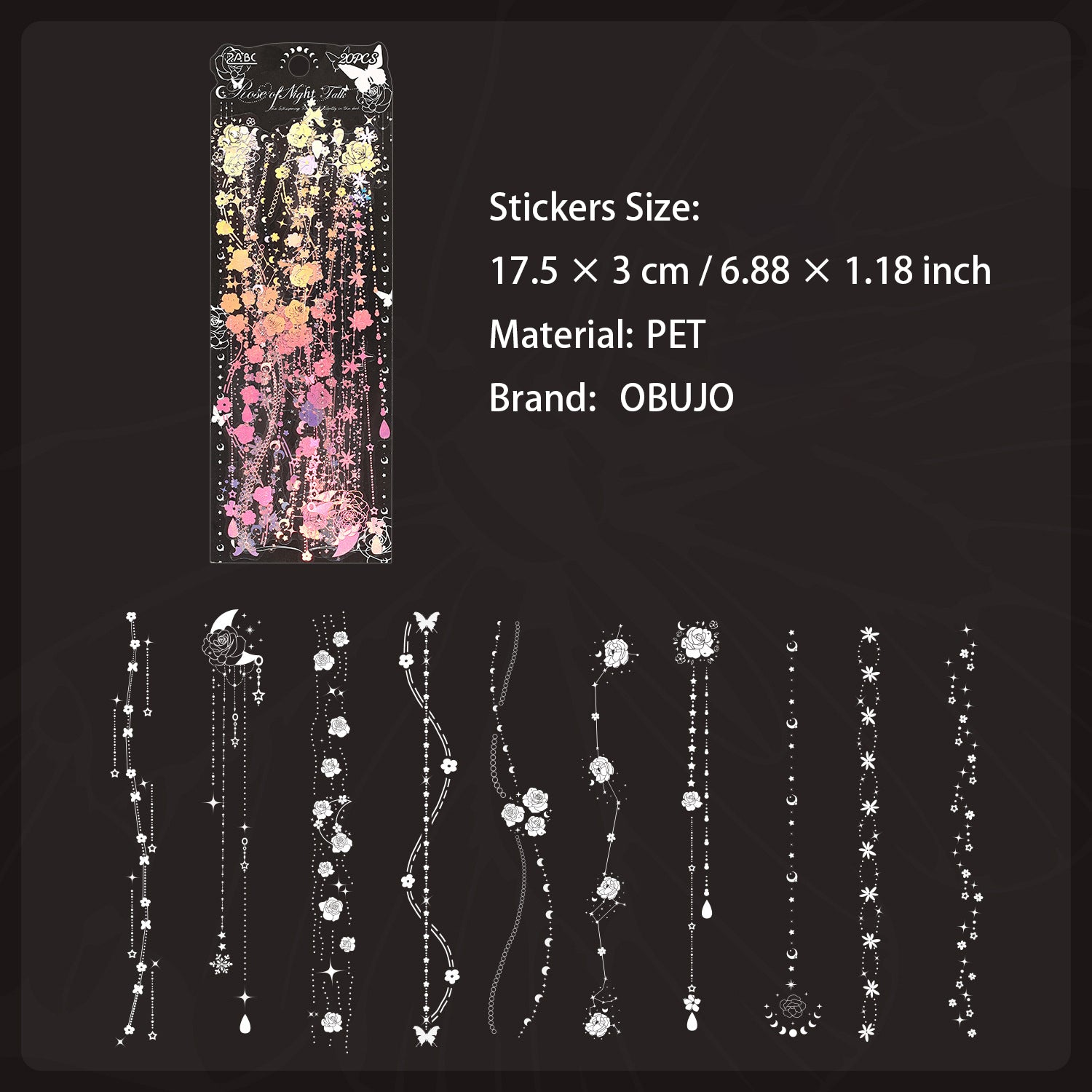 20 Pcs Holographic Star Flower Journal Stickers YGCX