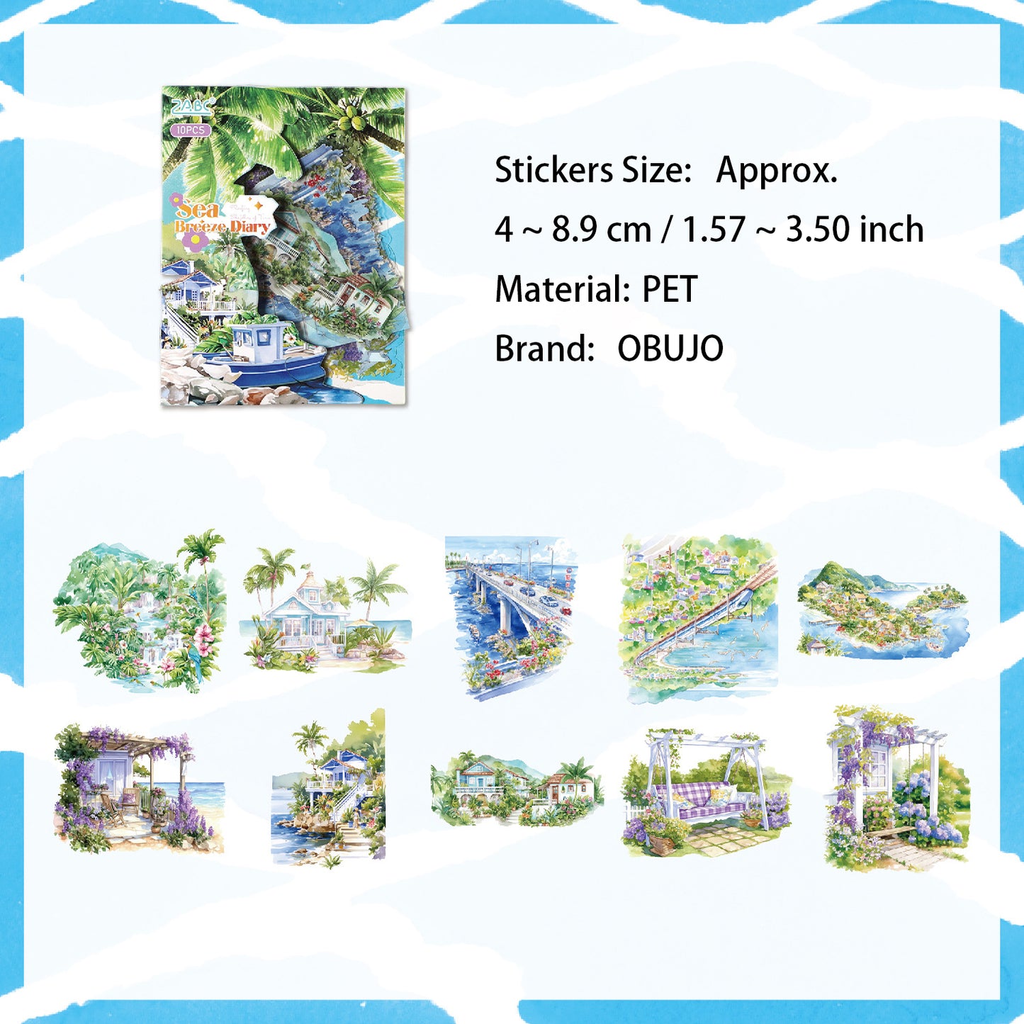 10 Pcs Seasonal Landscape PET Stickers SSQH