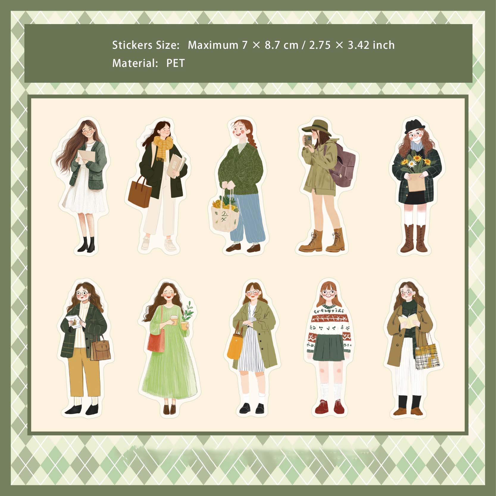20 Pcs Weekend Girl PET Stickers BRXL