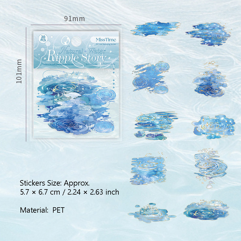 20 Pcs Water Theme PET Stickers ZRSJ
