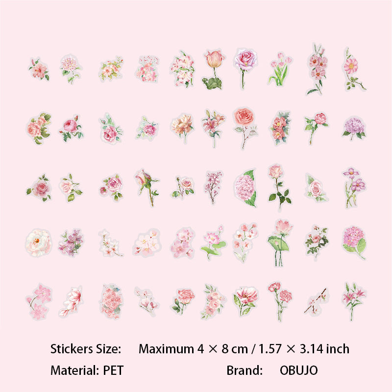 100 Pcs Seasonal Flower PET Stickers HKYQ