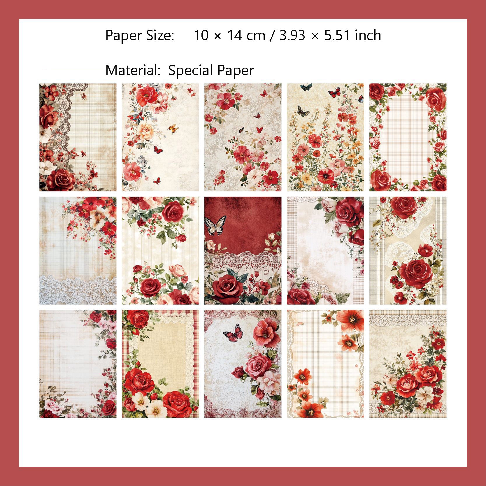 30 Sheets Vintage Floral Scrapbook Paper FRXL