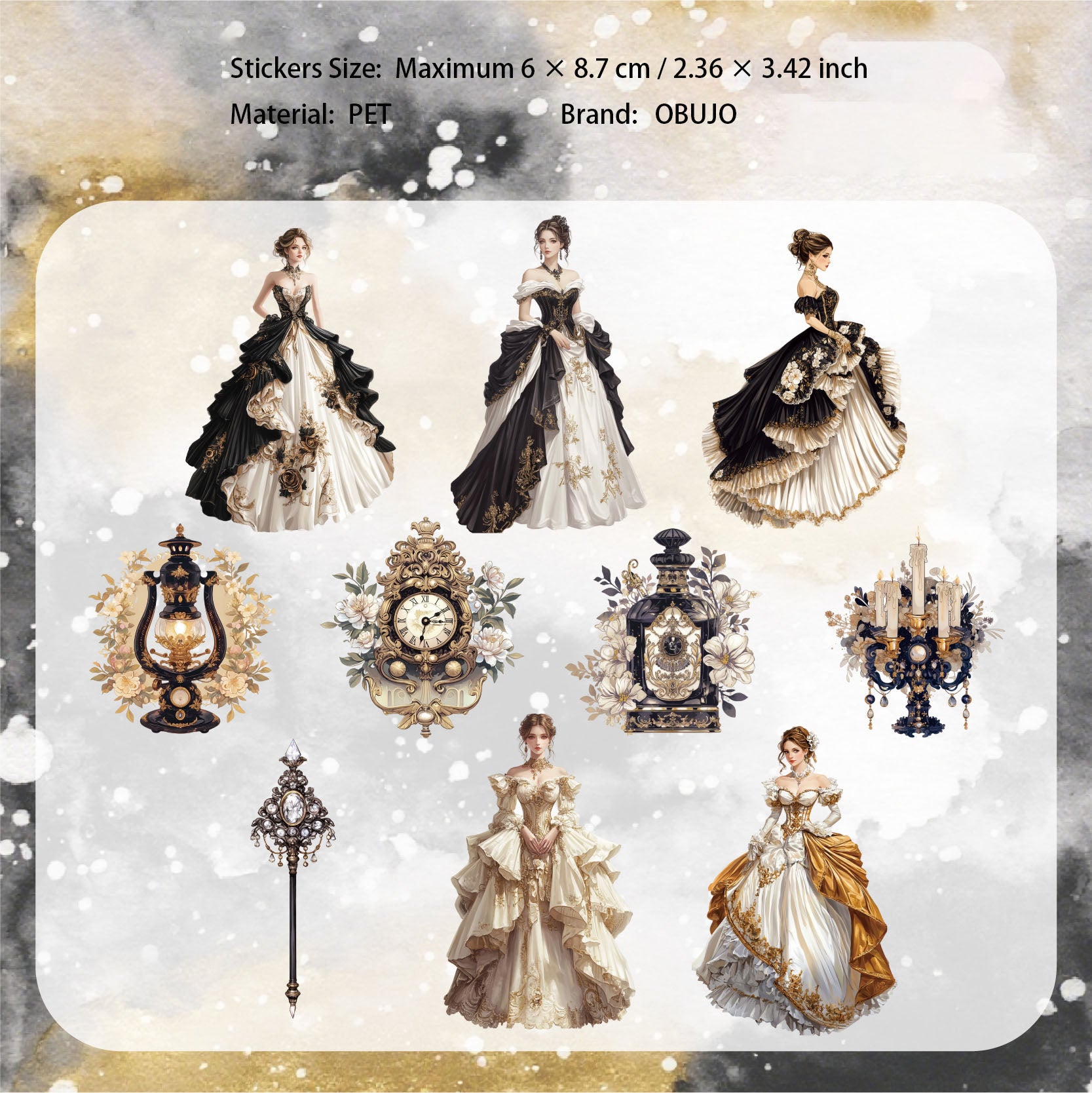 20 Pcs Vintage Lady PET Stickers QMCX