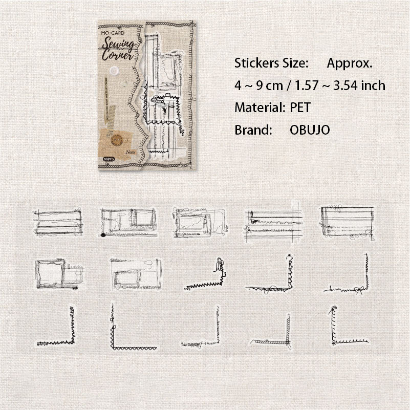 30 Pcs Sewing Themed PET Stickers FRGZS