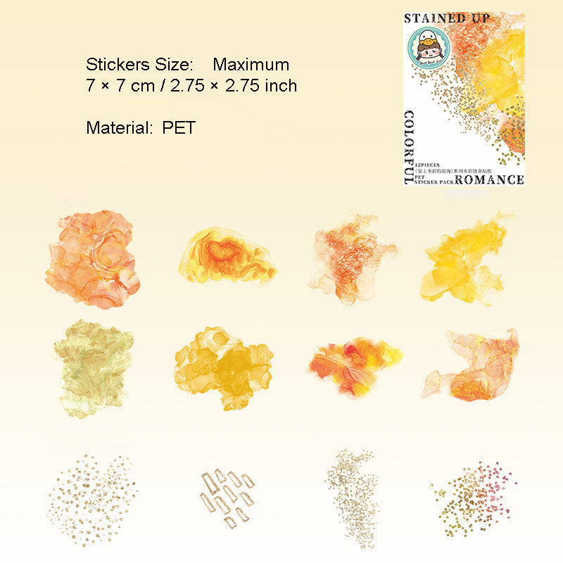 12 Pcs Watercolro PET Stickers RSDCLM