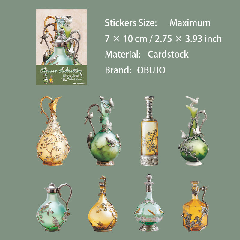 8 Pcs Rococo Glass Bottle Cardstock Stickers LKKDC
