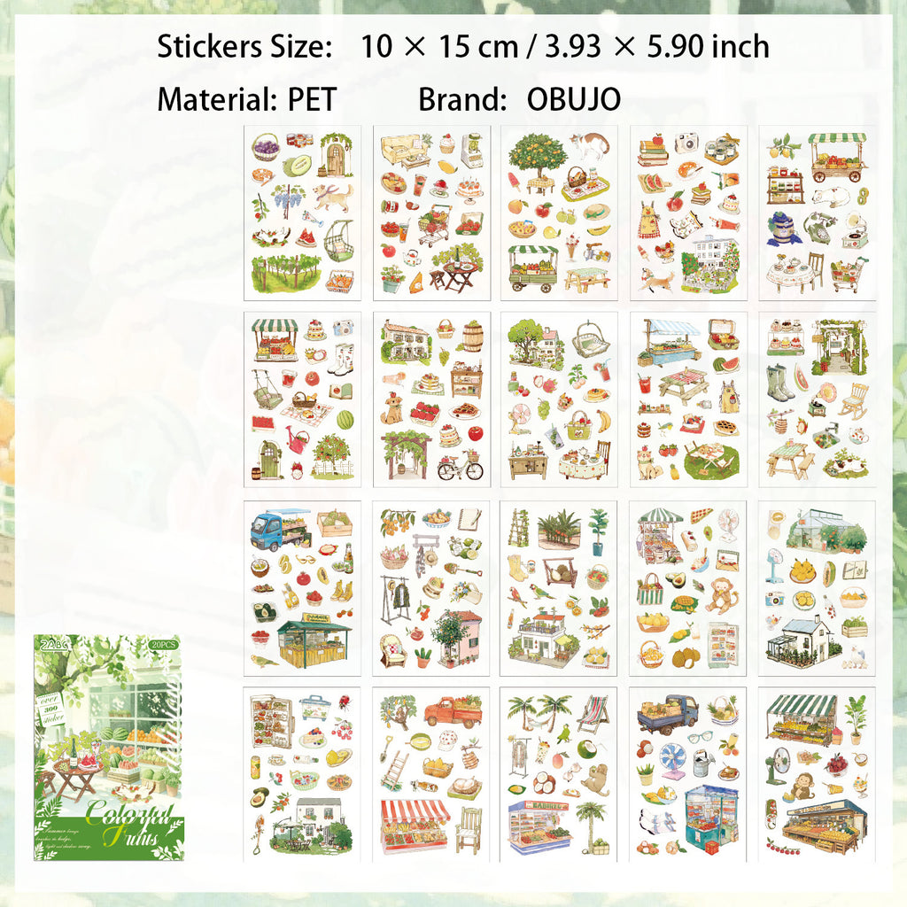 20 Sheets Dinner Time PET Stickers Book MWSG