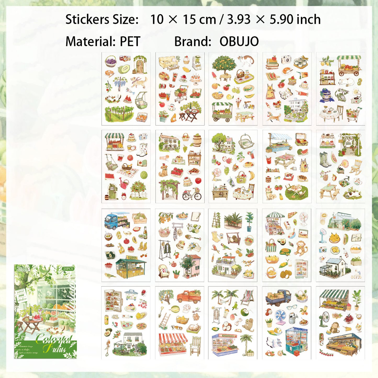 20 Sheets Dinner Time PET Stickers Book MWSG