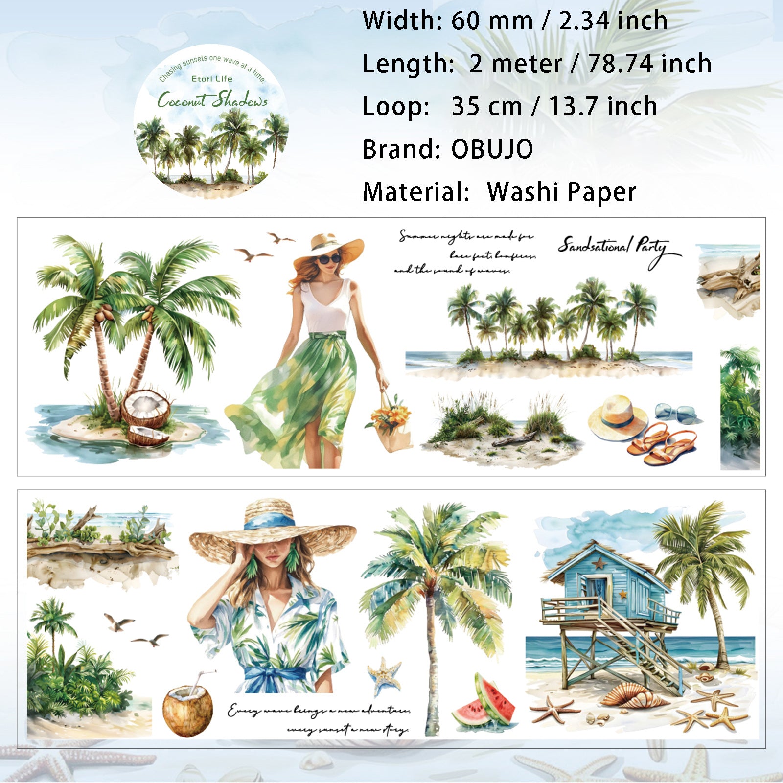 1 Roll Travel Theme Washi Tape YNTX