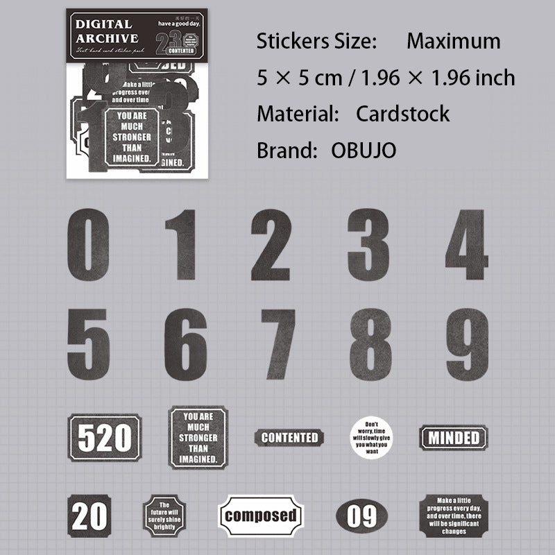 20 Pcs Vintage Number Cardstock Stickers SZCD