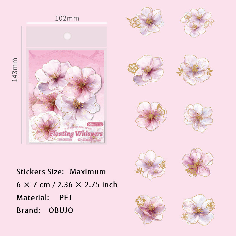 20 Pcs Flower Petal PET Stickers HWHY