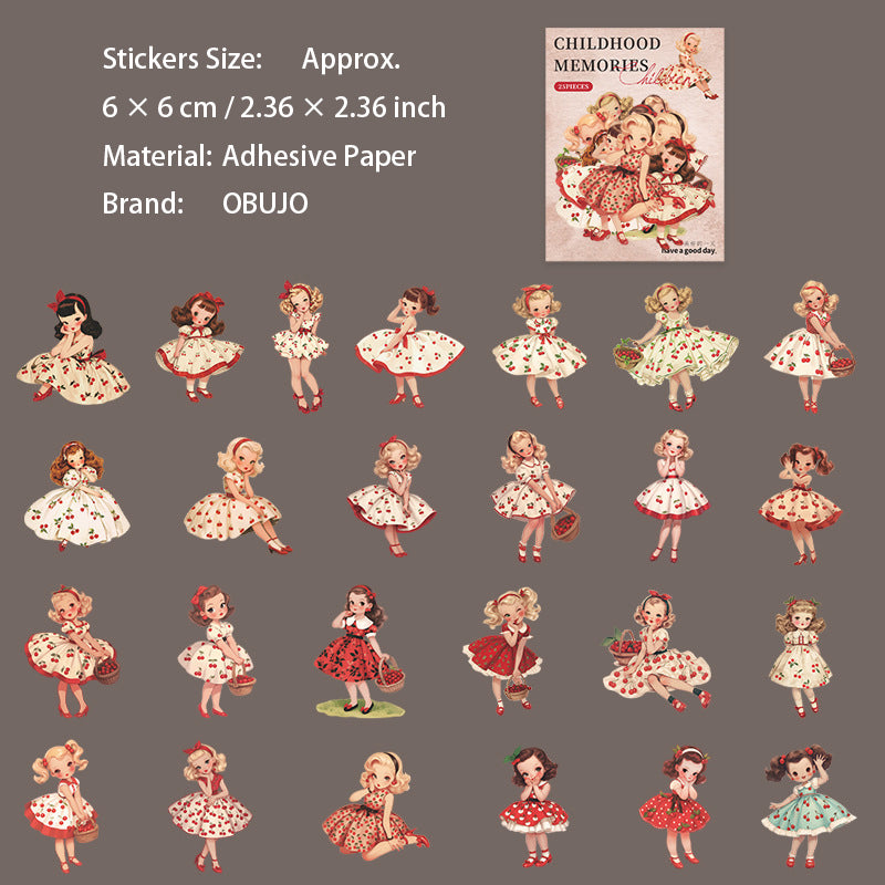 25 Pcs Girl Childhood Stickers TZWS
