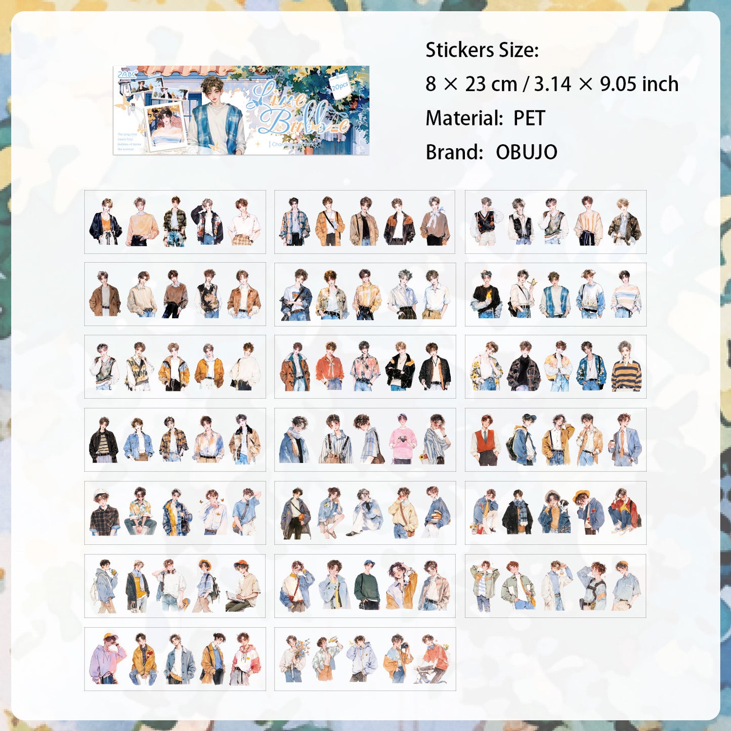 20 Sheets Fashion Girl Boy Stickers Book TYRJB