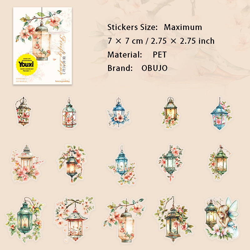15 Pcs Garden Lamp PET Stickers YHZD