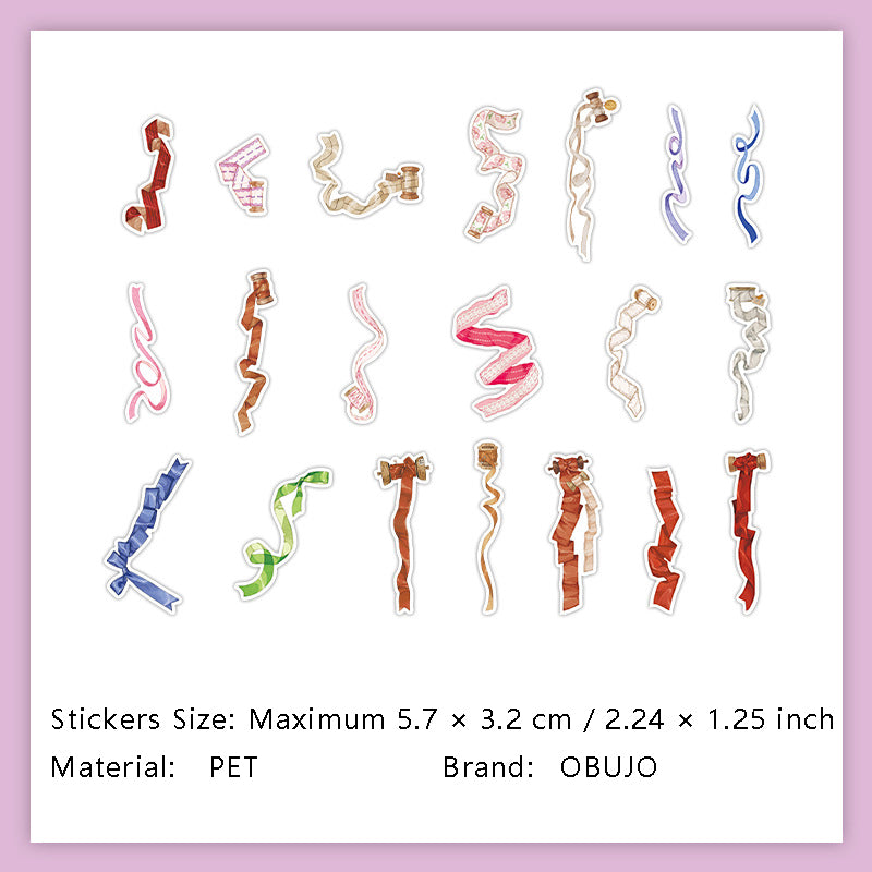 40 Pcs Clip Bow Knot Lace PET Stickers SJYD