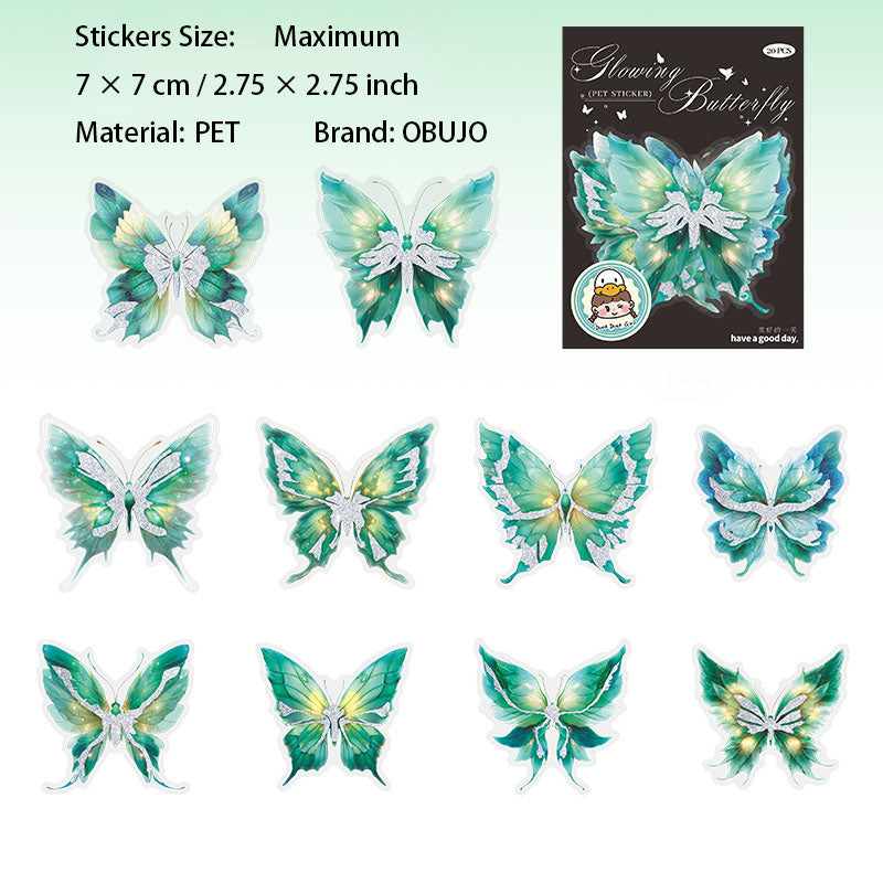 20 Pcs Butterfly PET Stickers LGHD