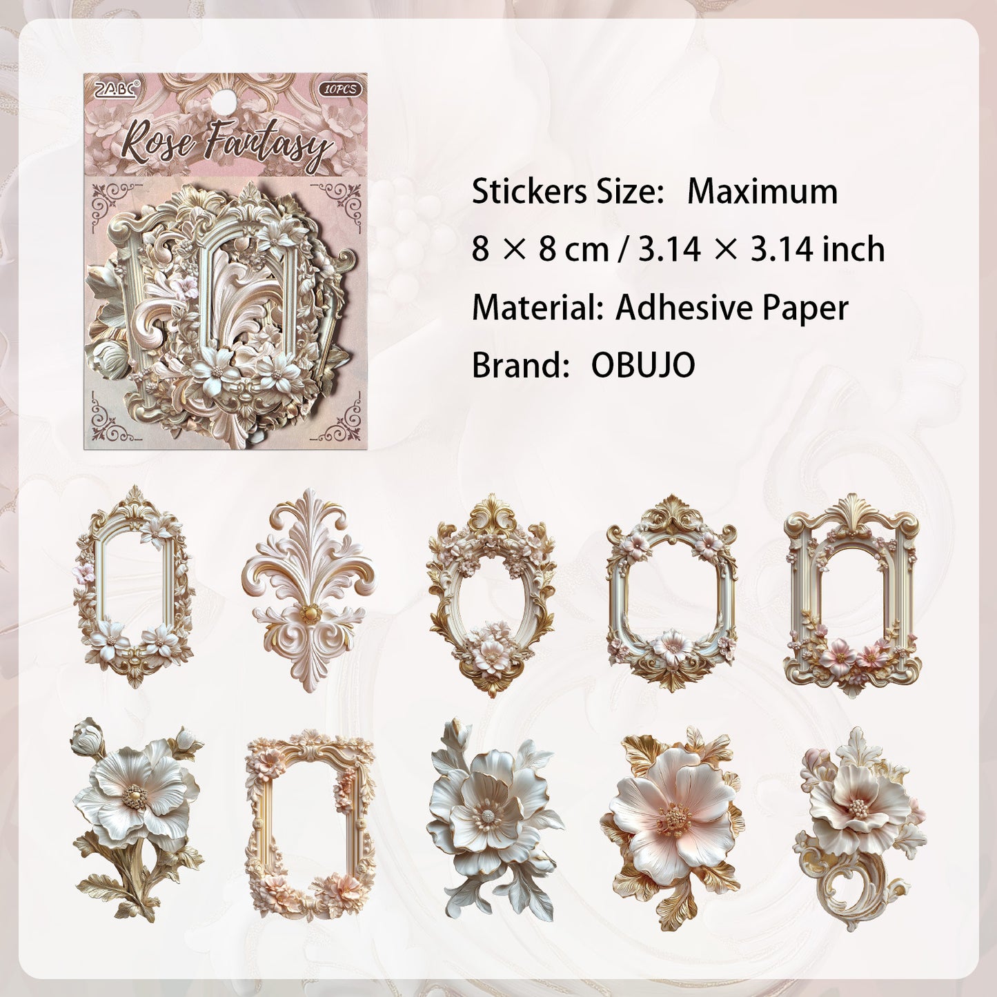 10 Pcs Vintage Frame Journal Stickers FHOY