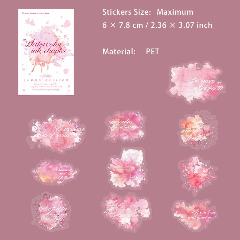 20 Pcs Watercolor Quotes PET Stickers SCMZ