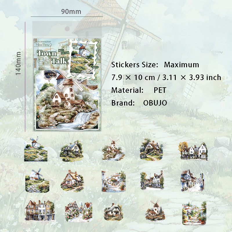30 Pcs City Town Landscape PET Stickers FJJY