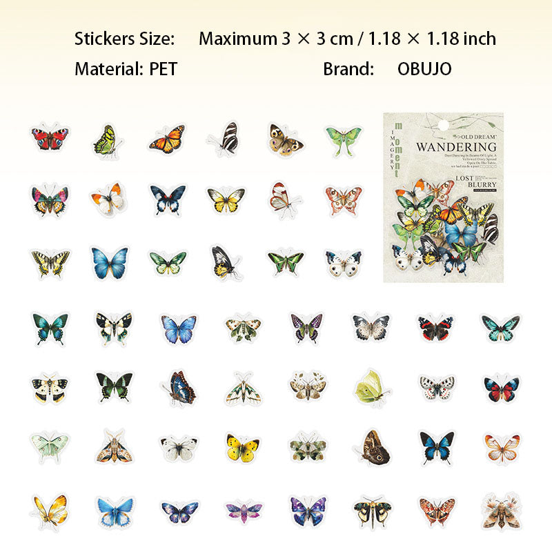 50 Pcs Flower Butterfly PET Stickers MDJM