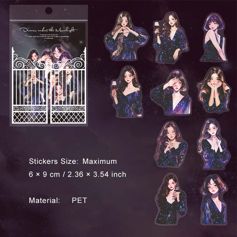 20 Pcs Party Girl PET Stickers YGXWY