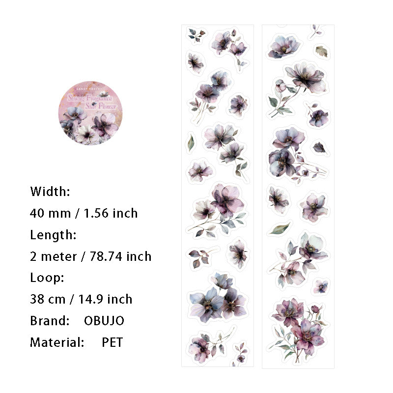 1 Roll Vintage Flower PET Stickers Tape FHXL