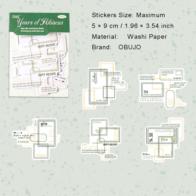 10 Pcs Vintage Collage Washi Stickers SGZY