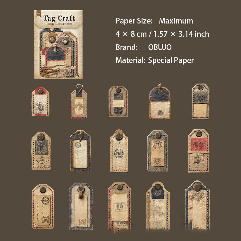 15 Pcs Vintage Tag Stickers BQSZG