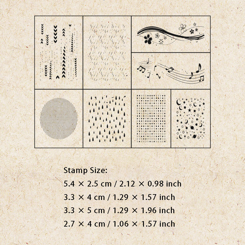 8 Pcs Galaxy Theme Wooden Stamp Kit XYLN