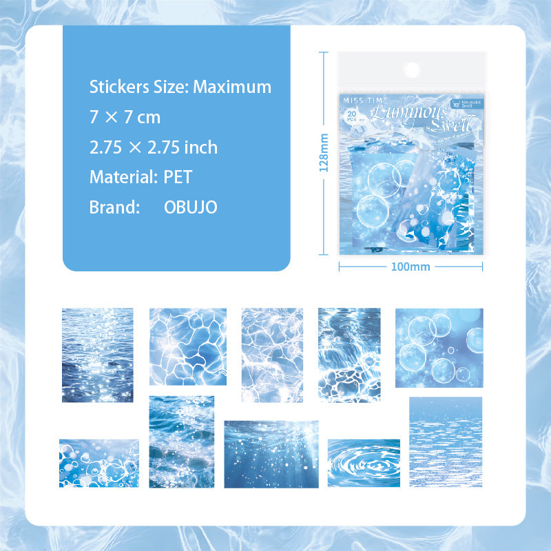 20 Pcs Water Texture PET Stickers LGBY