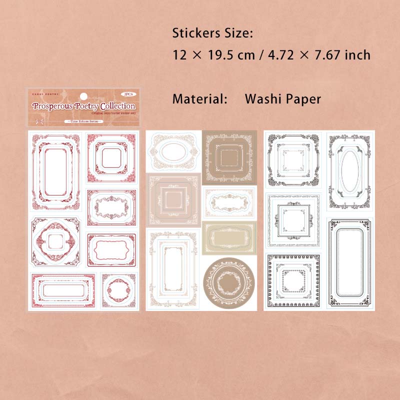 3 Sheets Pre-cut Geometry Frame Stickers SJHX