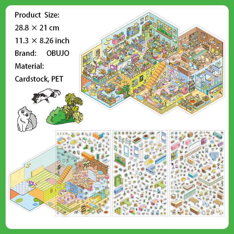 3D Shop Store Scene DIY Stickers Kit JRYYZ