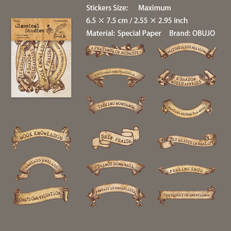 30 Pcs Vintage Words Label Stickers GDJX