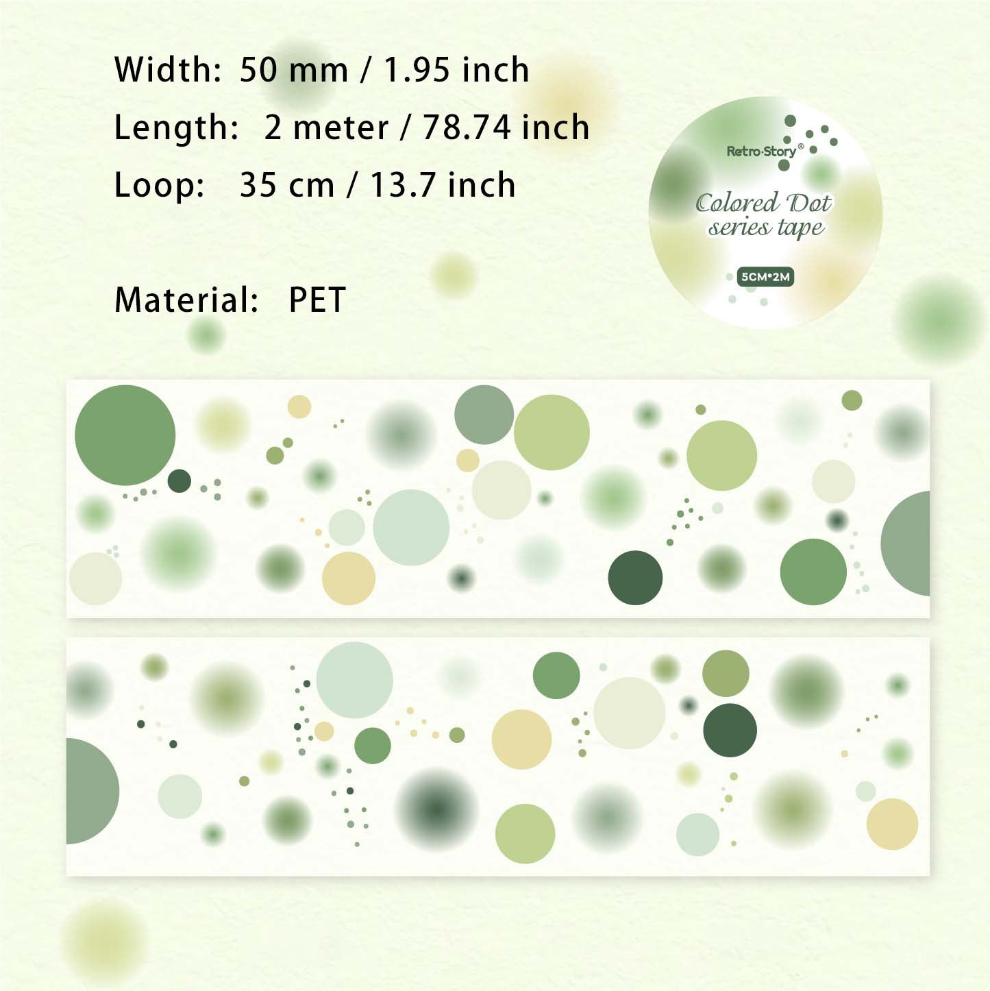1 Roll Watercolor Dot PET Tape CSXL
