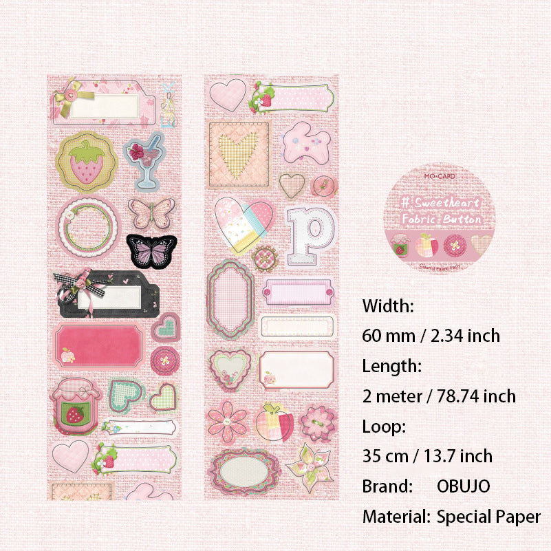 1 Roll Fabric Themed Stickers Tape CBPD
